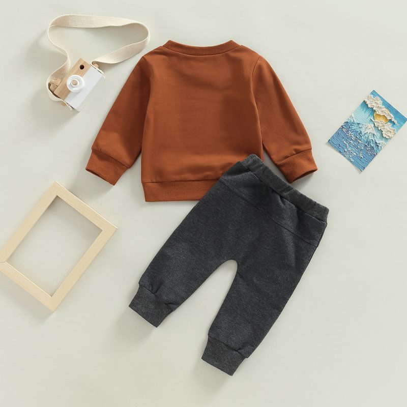 FOCUSNORM 2pcs Autumn Causal Baby Boys 0-3Y Clothes Sets Letter Patchwork Long Sleeve Pullover Sweatshirt Tops Pants